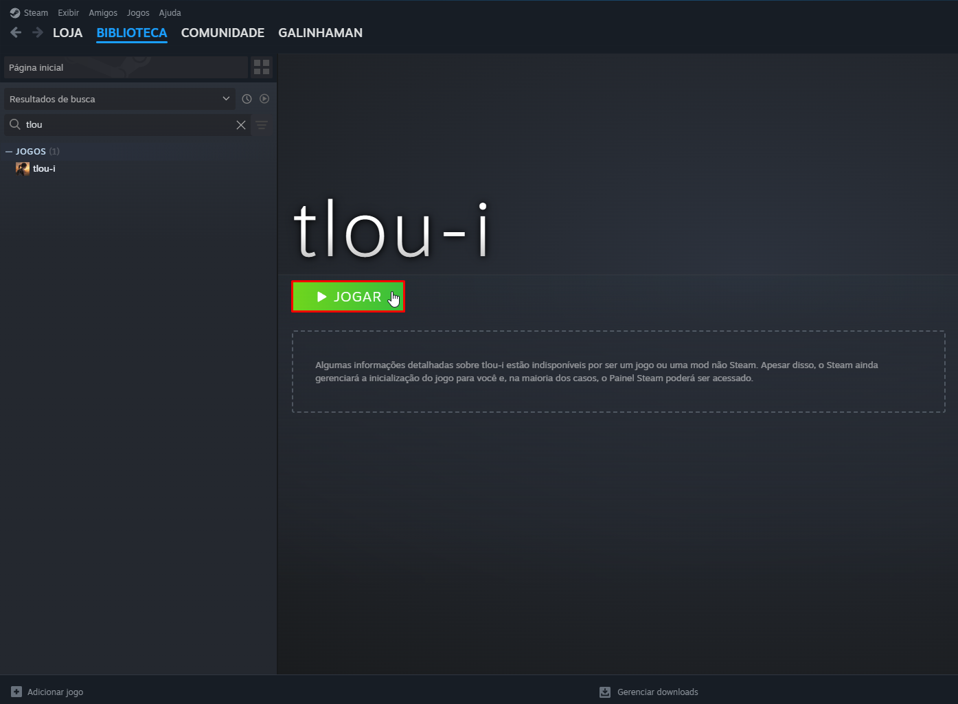 Abrir jogo não Steam