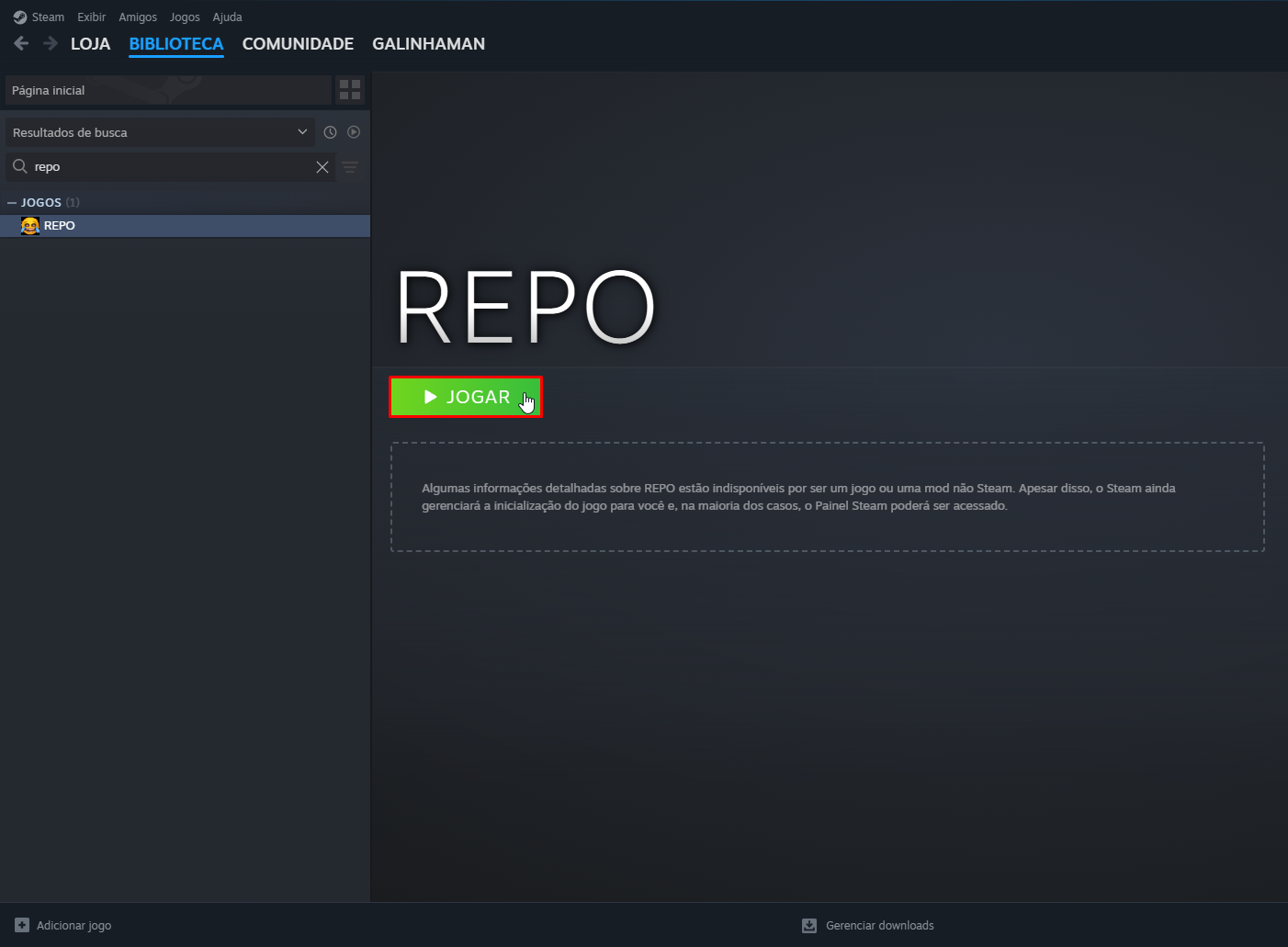 Abrir jogo pela Steam