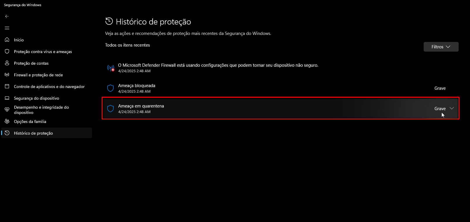 Ameaça em quarentena