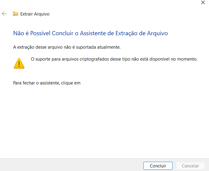 Primero erro ao extrair
