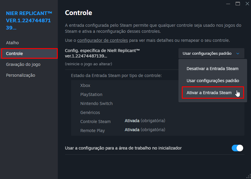 Habilitar Steam Input