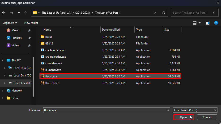 Selecionar jogo não Steam