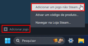 Adicionar jogo não Steam
