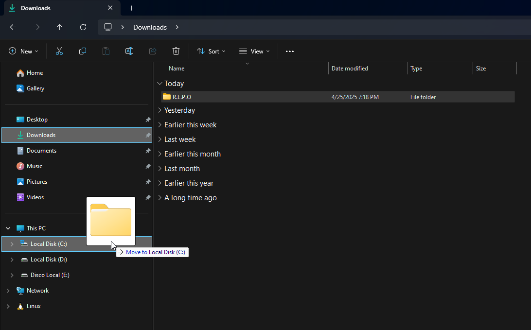 Game folder being moved