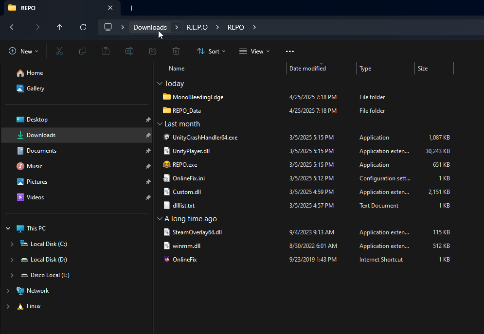 Click on the previous folder