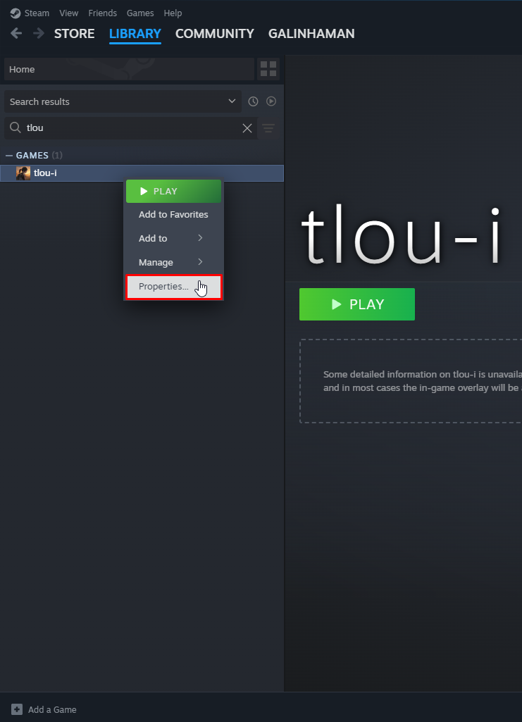 Non-Steam game properties