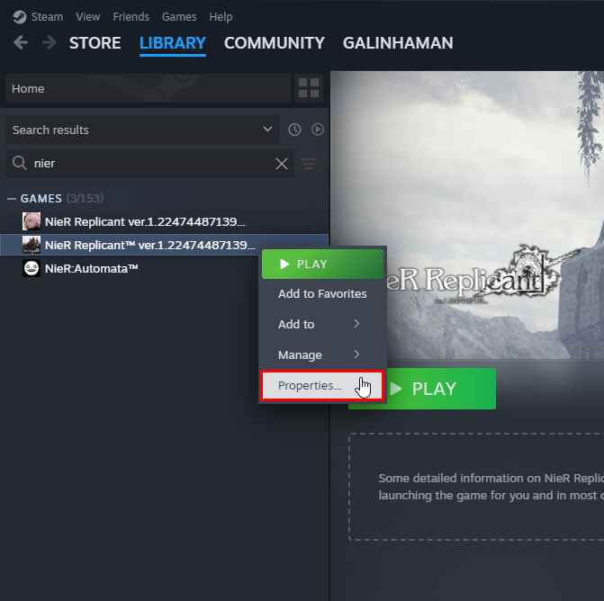 Non-Steam game properties