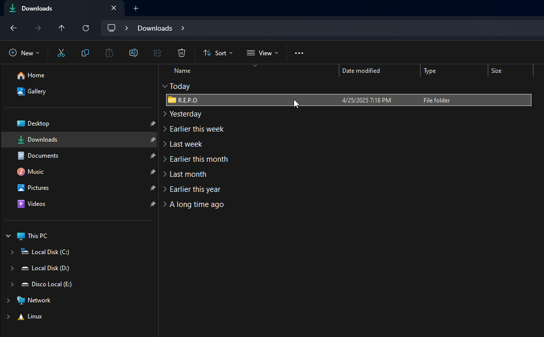 Selected game folder