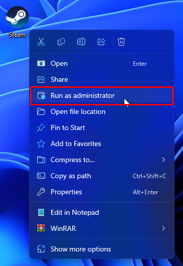 Open Steam as an administrator