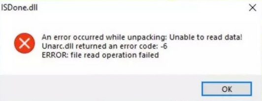 Unarc.dll error code: -6