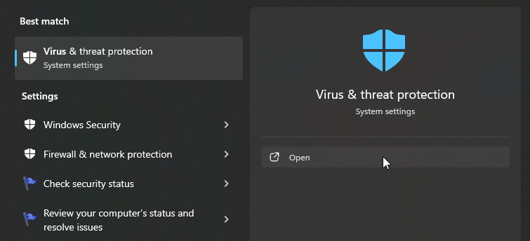 Virus & threat protection