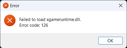 Erro xgameruntime.dll - 126